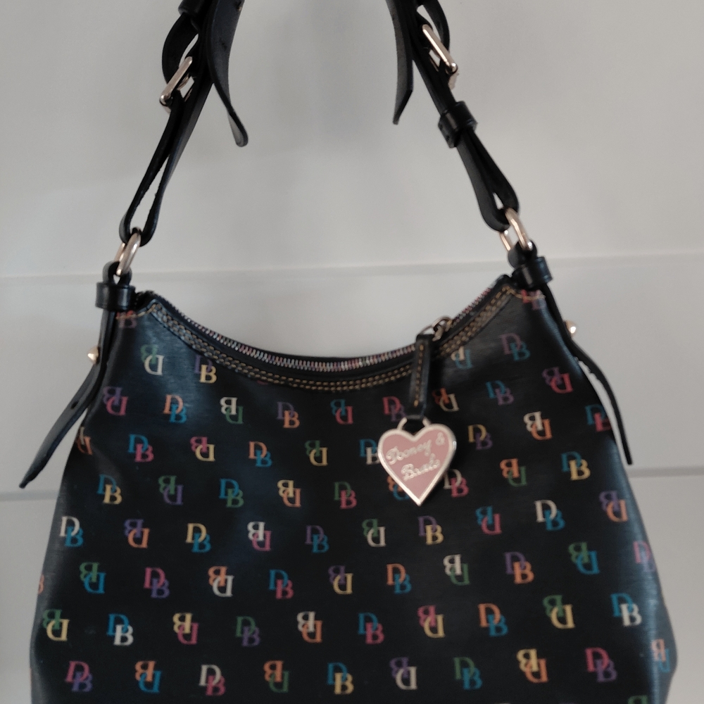 Dooney & Bourke Black Shoulder Bag with Colorful Logo